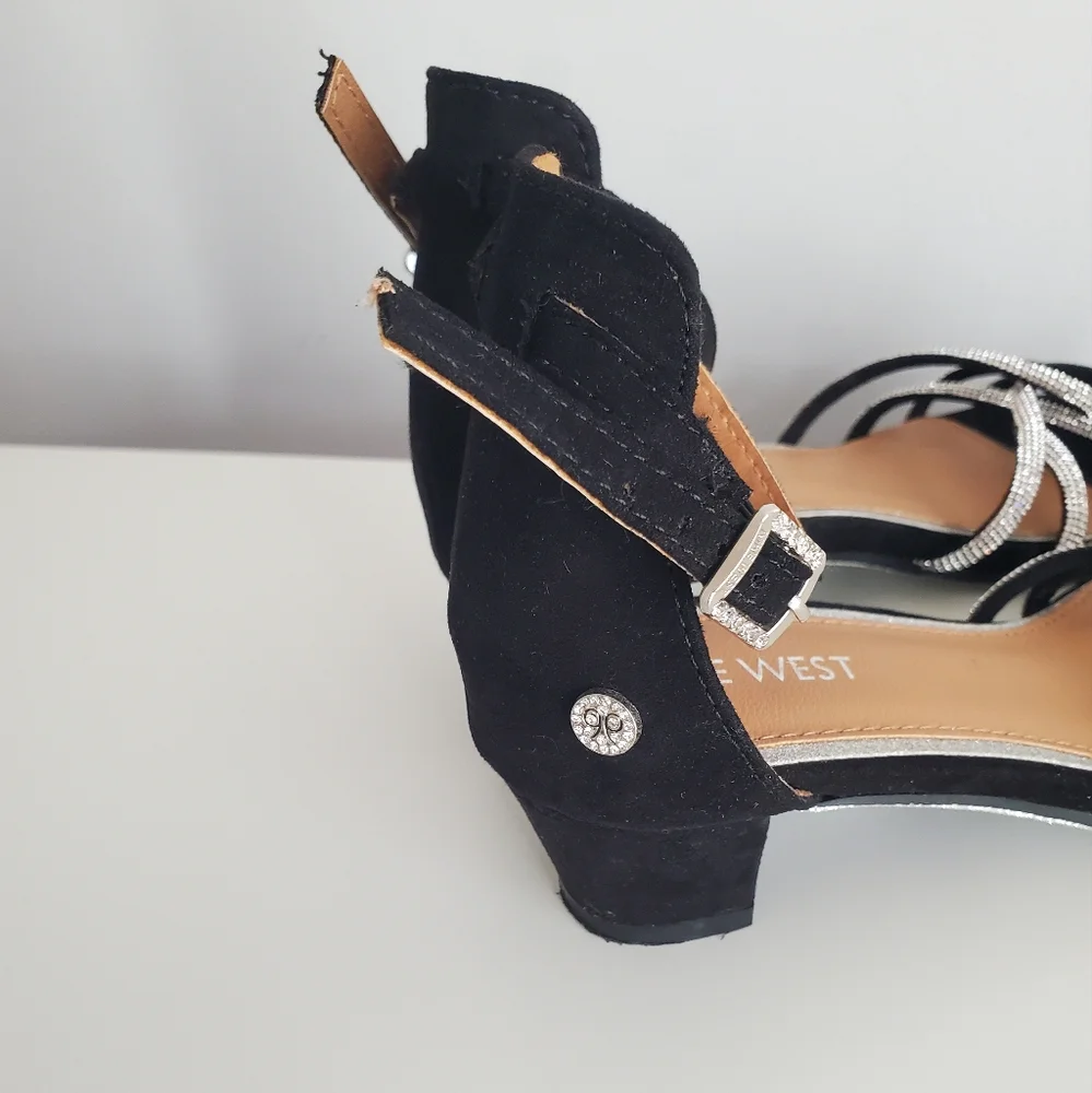 Nine West Girl's Dressy Rhinestone Heels Size 2.5 Black